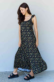 Doublju In The Garden Ruffle Floral Maxi Dress in Black Yellow Floral-Trendsi-SatinBoutique