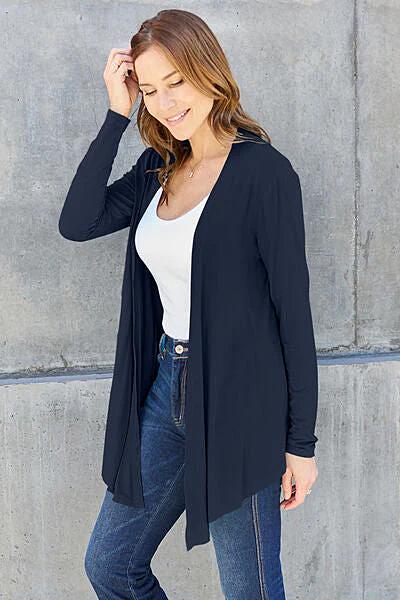 Luxury Open Front Cover Up - Basic Bae Long Sleeve Sheer Layering Essential Trendsi