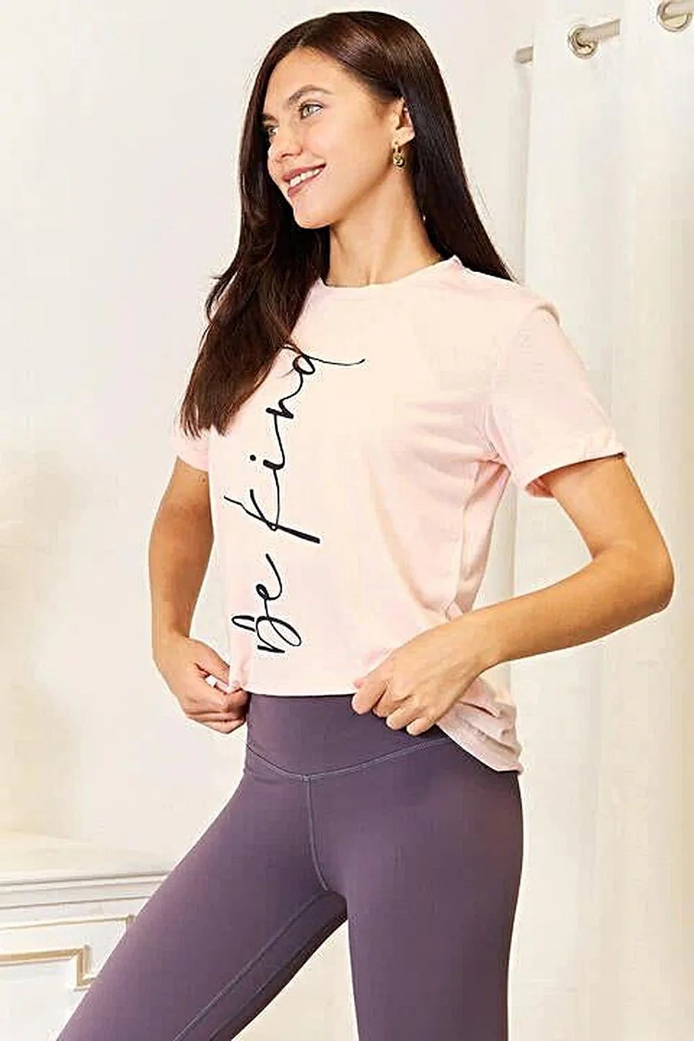 BE KIND Graphic Round Neck Shirt - Stylish Compassionate Tee in Plus Sizes & Regular Sizes Trendsi