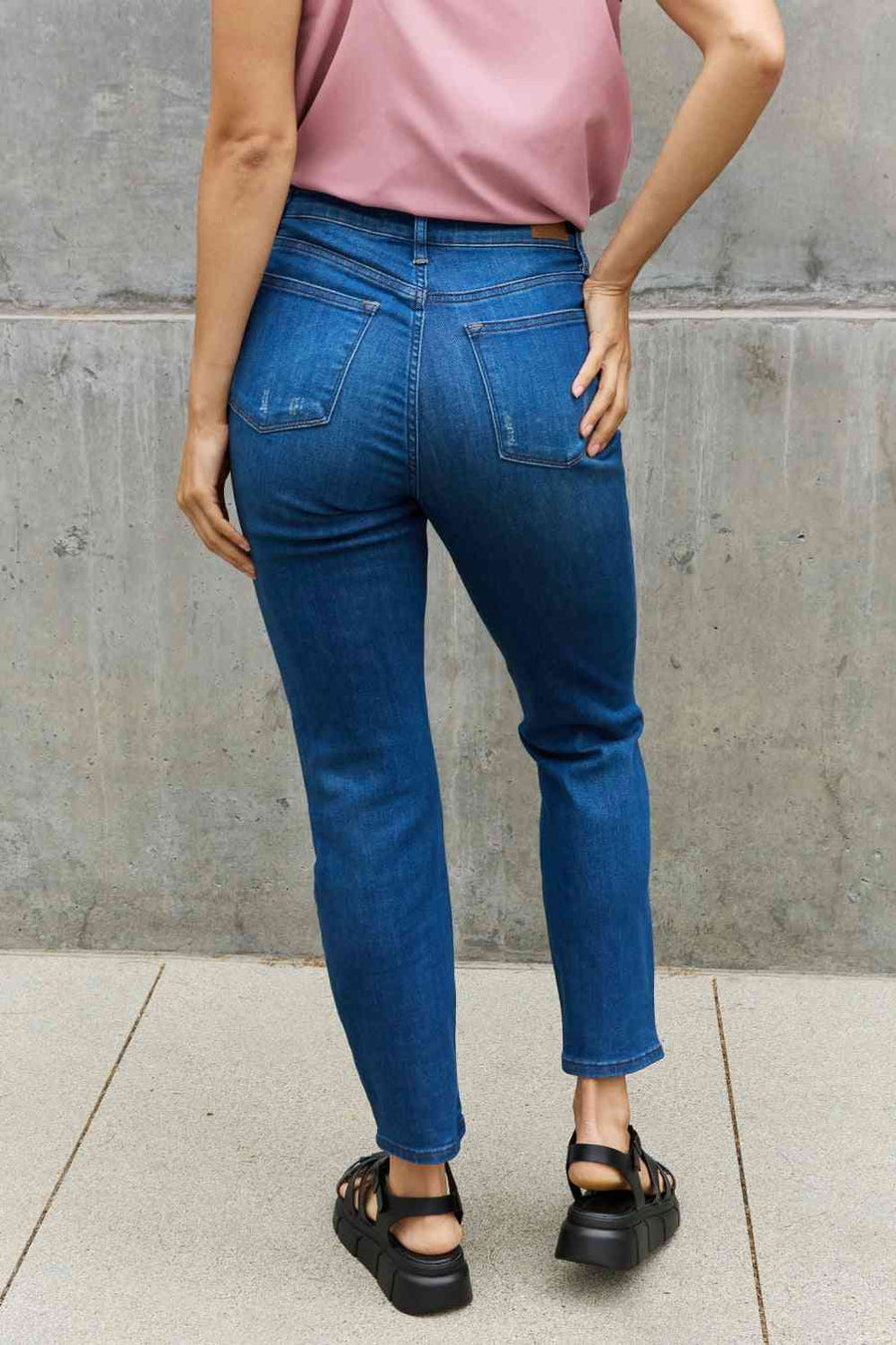 Judy Blue Melanie Full Size High Waisted Distressed Boyfriend Jeans-Trendsi-Dark-0(24)-SatinBoutique