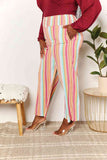 Double Take Striped Smocked Waist Pants with Pockets-Trendsi-SatinBoutique