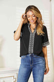 Double Take Embroidered Notched Neck Top-Trendsi-SatinBoutique