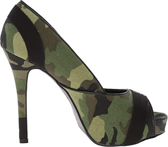 Camo High Heel Shoes - Ellie Shoes 423-PFC Women's 4" Open Toe Pump in Camo/Black Ellie Shoes