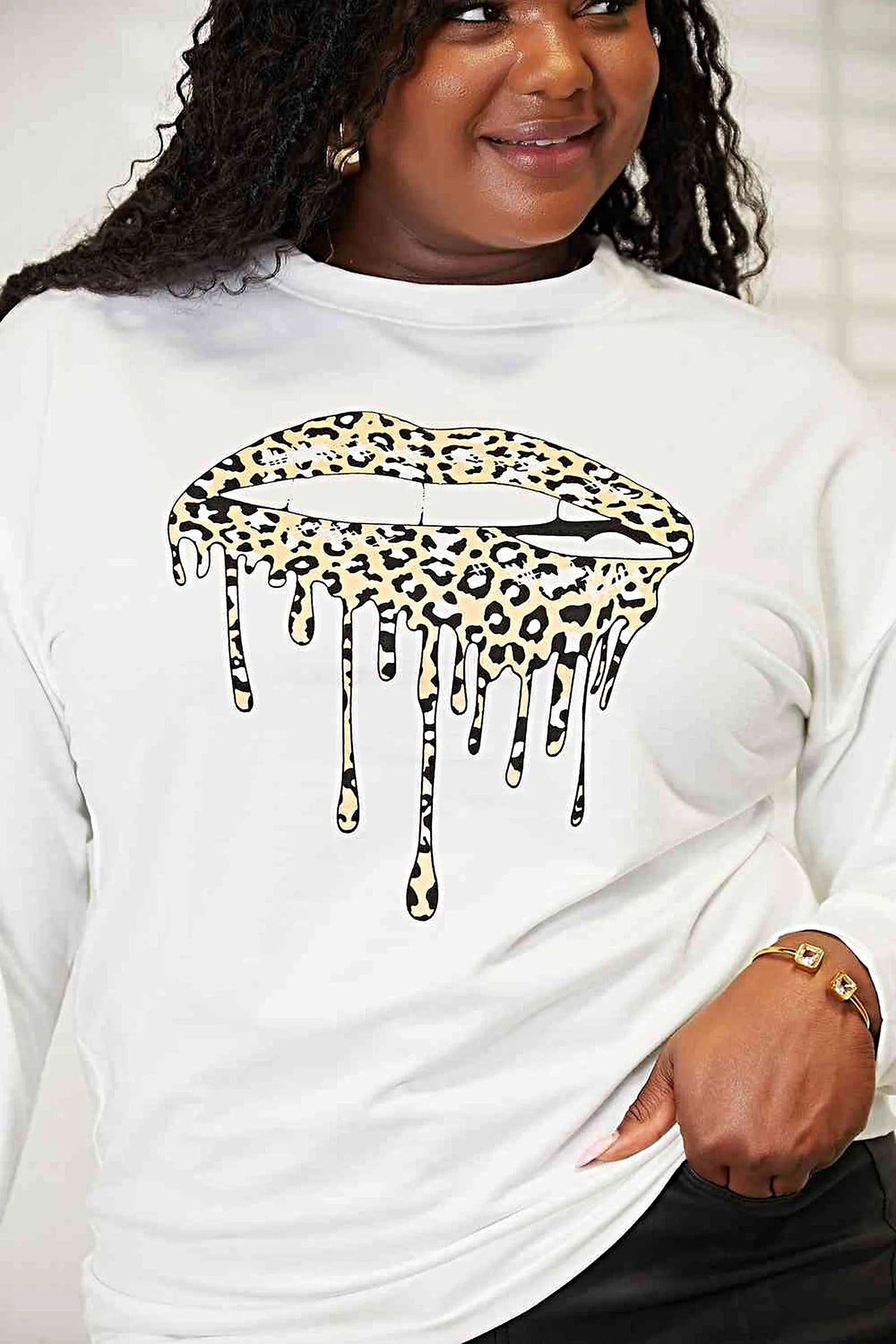 Trendy Graphic Sweatshirt Women with Dropped Shoulder & Round Neck - Casual Comfort Trendsi