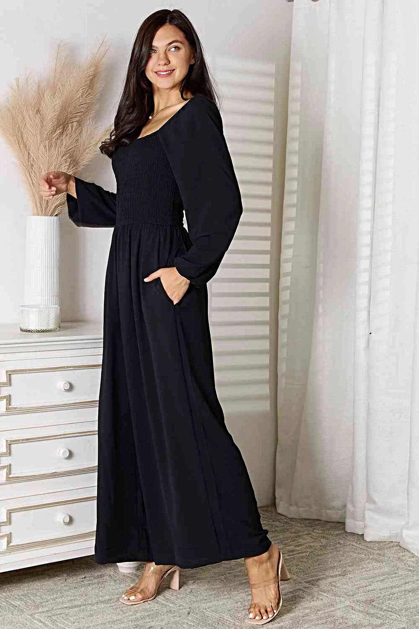 Double Take Square Neck Jumpsuit with Pockets -