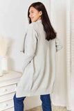 Double Take Open Front Duster Cardigan with Pockets-Trendsi-SatinBoutique