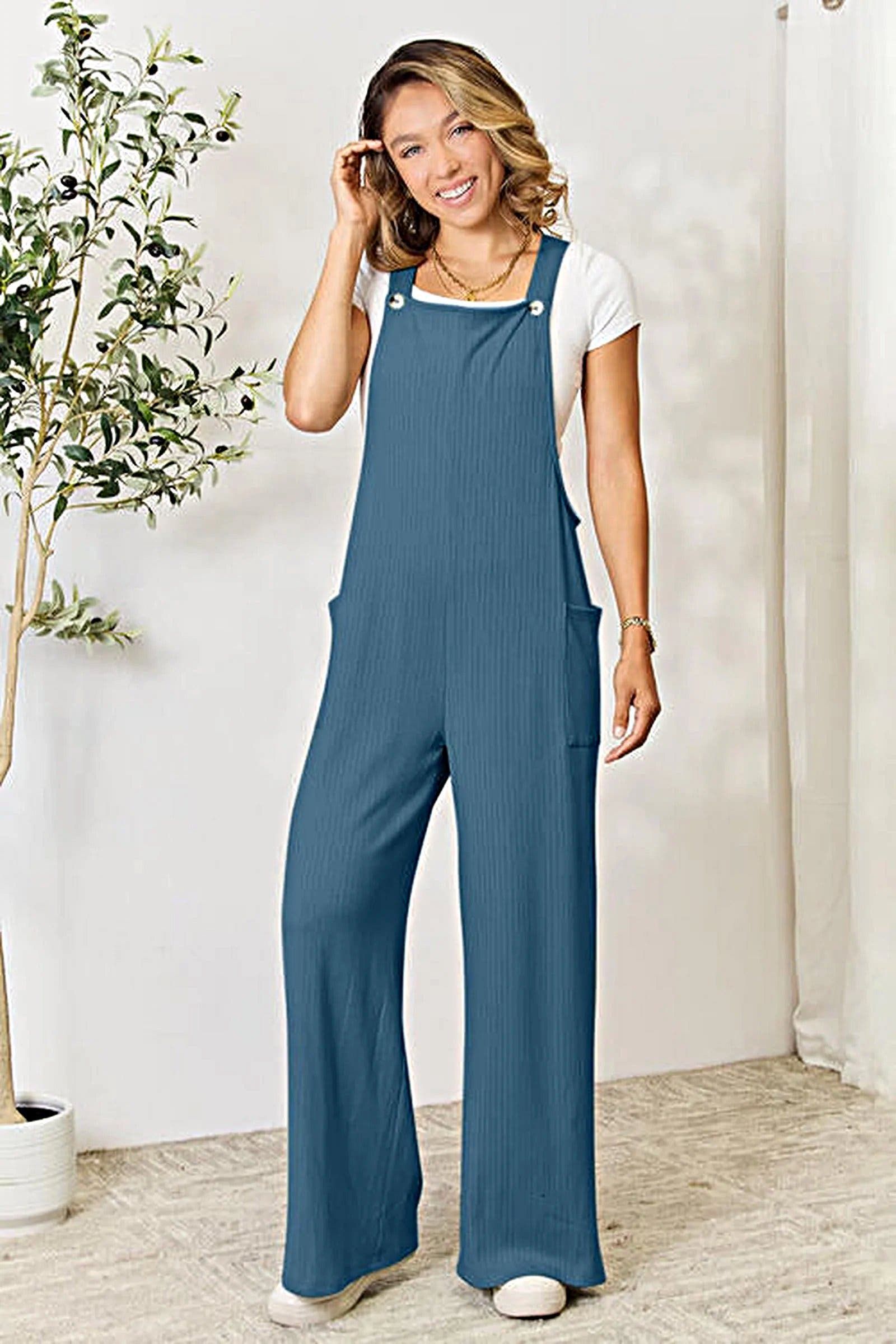 Luxury Double Take Full Size Overall With Pockets – Opaque Comfort Fit, Multi-Sizes Available Trendsi