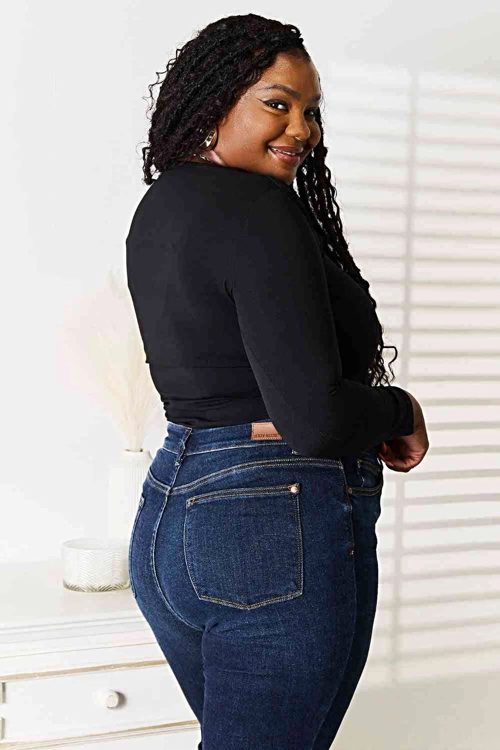 Basic Bae Asymmetrical Neck Long Sleeve Top -