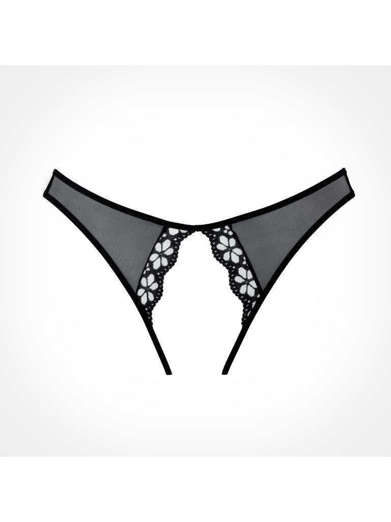 Adore Mirabelle Plum Sheer Mesh Panties - Floral Lace, Peekaboo Cutouts & Elegant Picot Trim Allure Lingerie