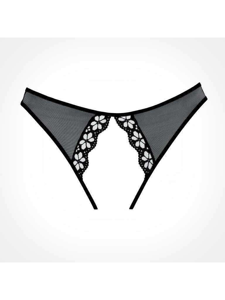 Adore Mirabelle Plum Sheer Mesh Panties - Floral Lace, Peekaboo Cutouts & Elegant Picot Trim Allure Lingerie