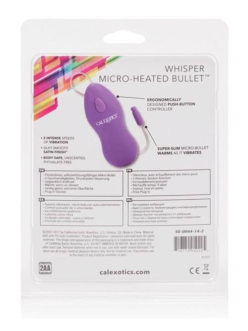 Cal Exotics Whisper Micro Heated 2-Speed Vibrating Bullet Sex Toy - Purple, Whisper-Quiet Design Eldorado