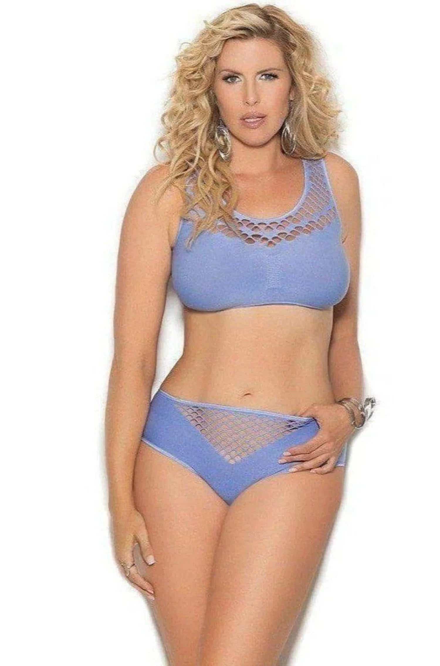 Elegant Moments 5701X Opaque Bralette Set, Powder Blue, Reg.$34 - Bra Set