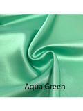 Custom made FLAT SHEET of Lingerie Satin, Twin, and Twin XL-BEDDING-Satin Boutique-Aqua Green-Twin-SatinBoutique