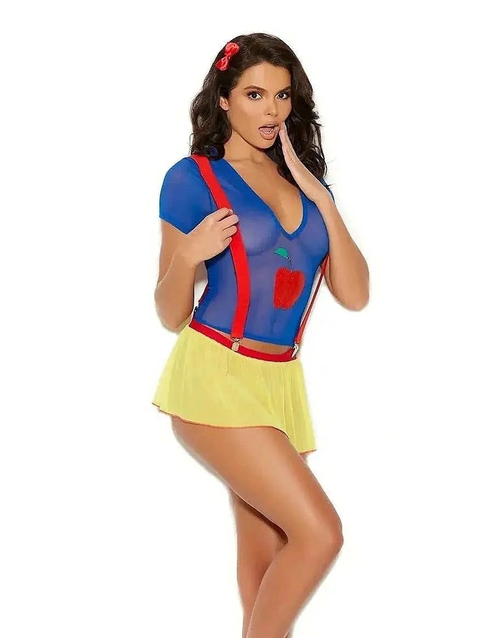 Elegant Moments 82099 Princess Costume Lingerie - Royal Blue Mesh Cami Top Set with Skirt - Cami Set