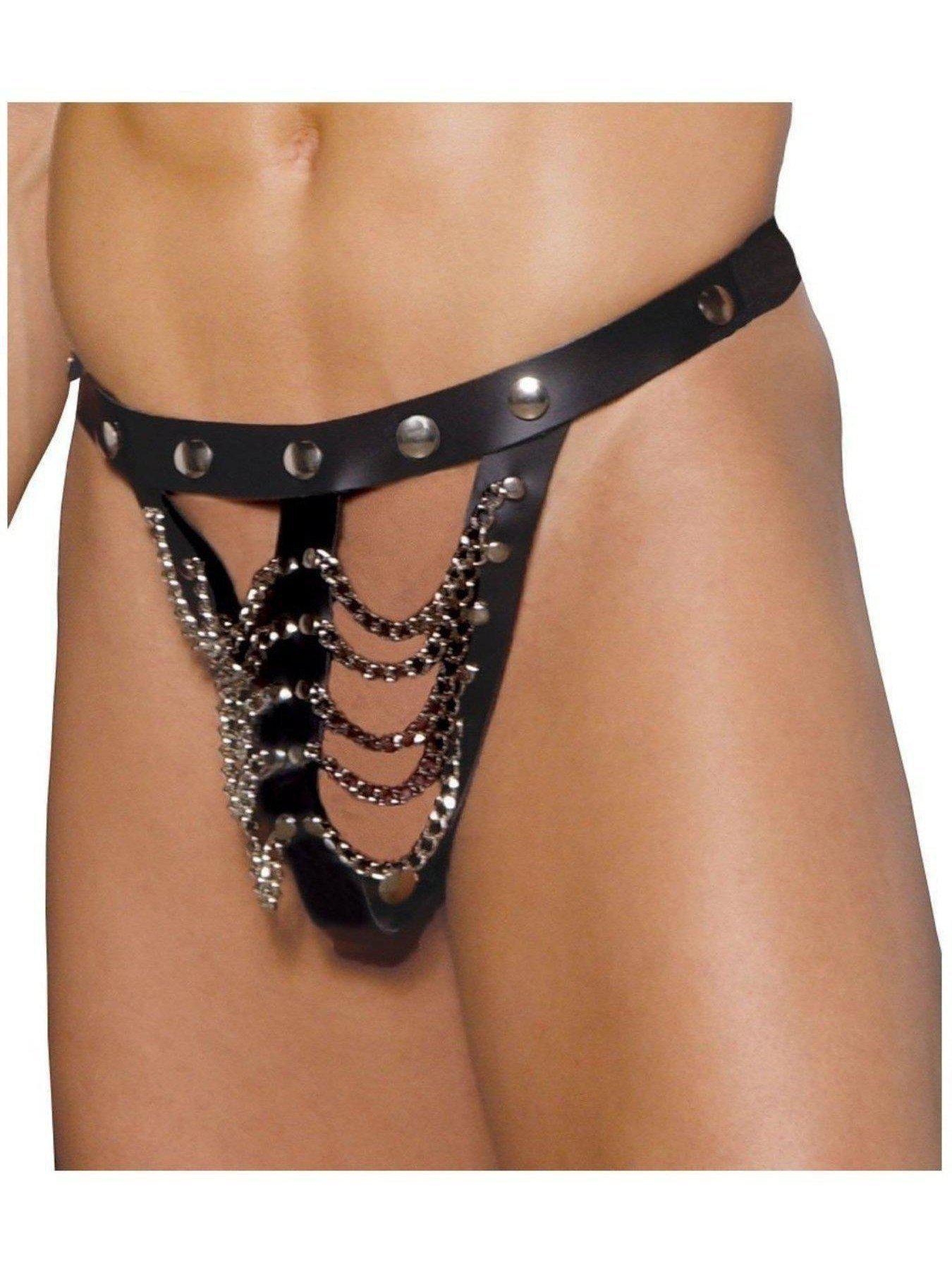 Elegant Moments EM-L9129 Men's Leather pouch with chain Elegant Moments