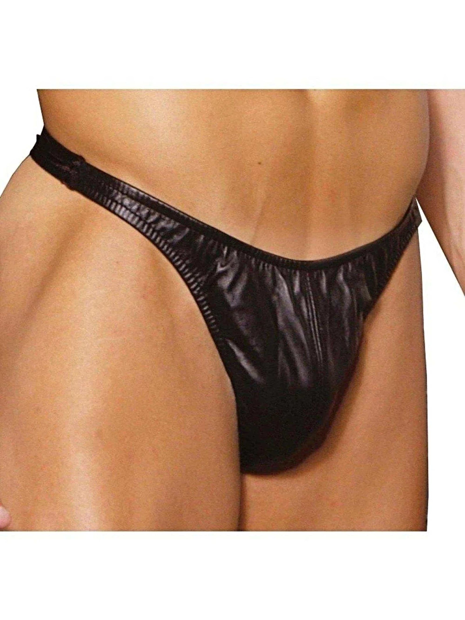 Elegant Moments Men's Leather Thong - Luxurious Black Thong for Comfort and Style Elegant Moments