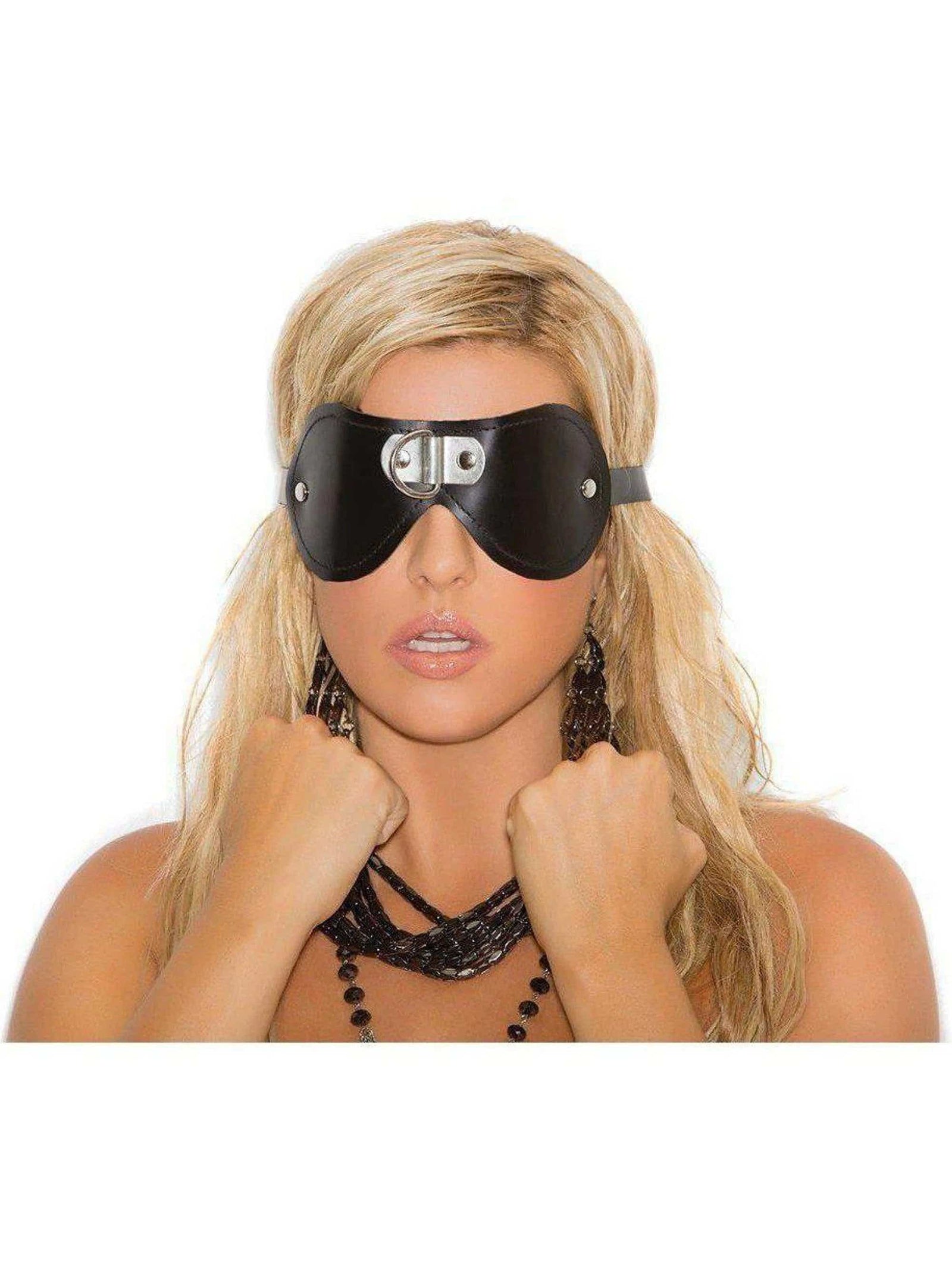 Elegant Moments Black Leather Blindfold - Chic Design, One Size, Perfect for Sensual Play Elegant Moments