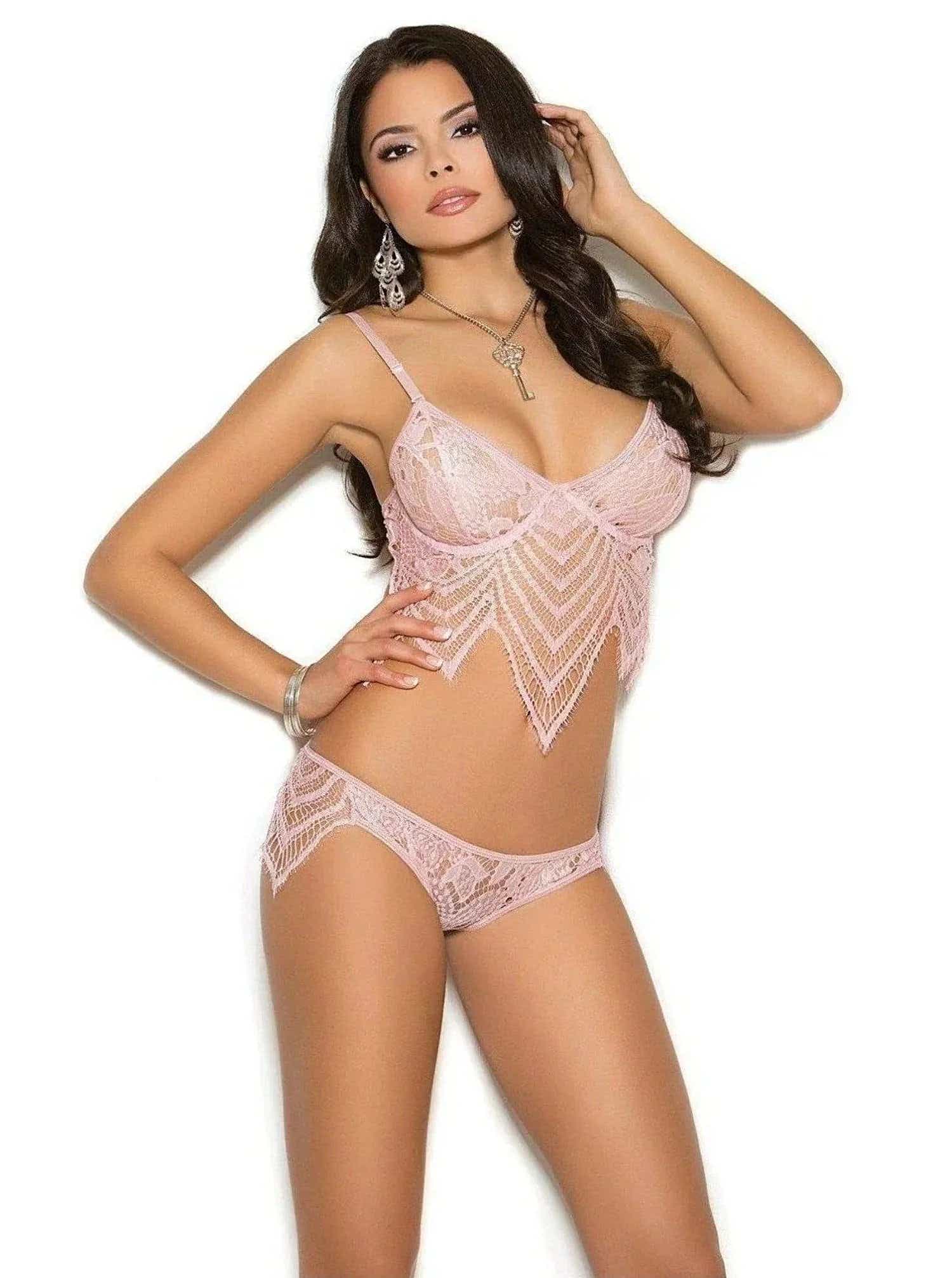 Elegant Moments 3068 Lace Bralette Underwire with Adjustable Straps in Dusty Rose, Sizes S-M-L Elegant Moments