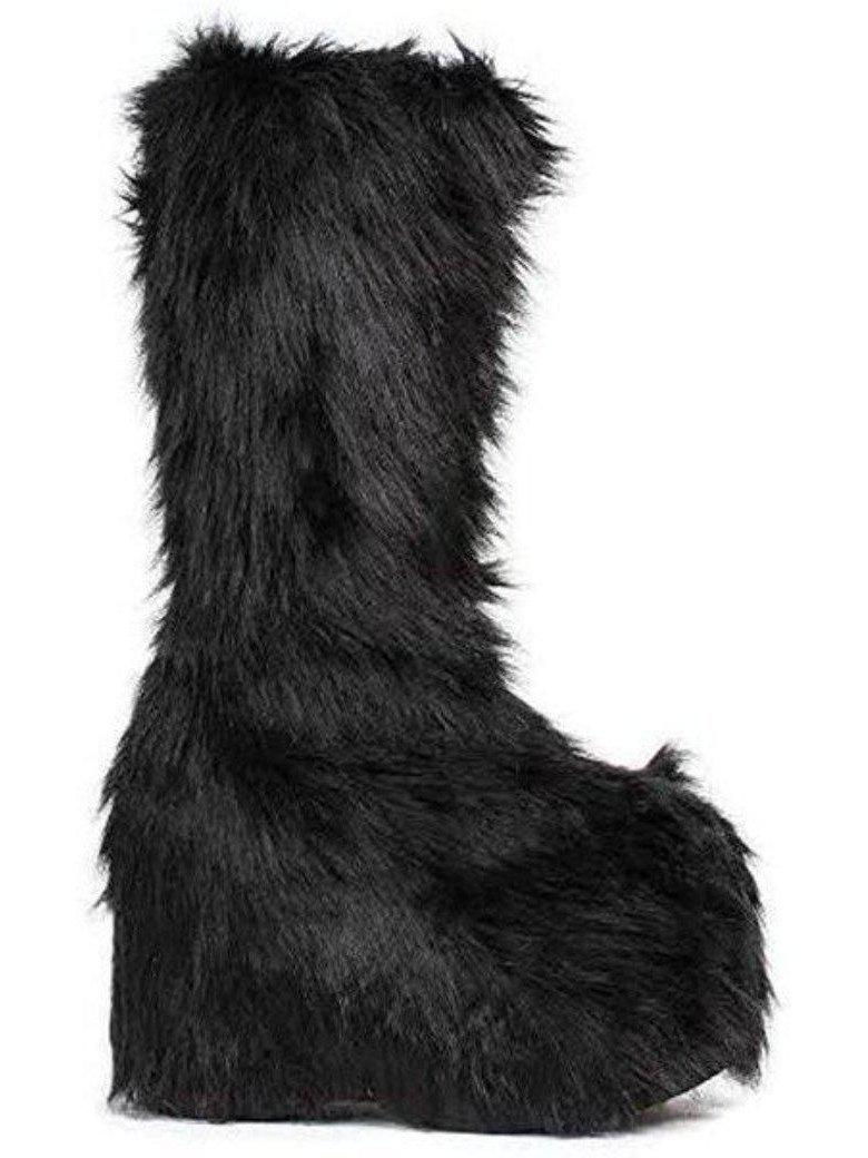 Ellie Shoe E-500-FUZZ 5" Chunky Heel Platform Boot with faux fur Ellie Shoes