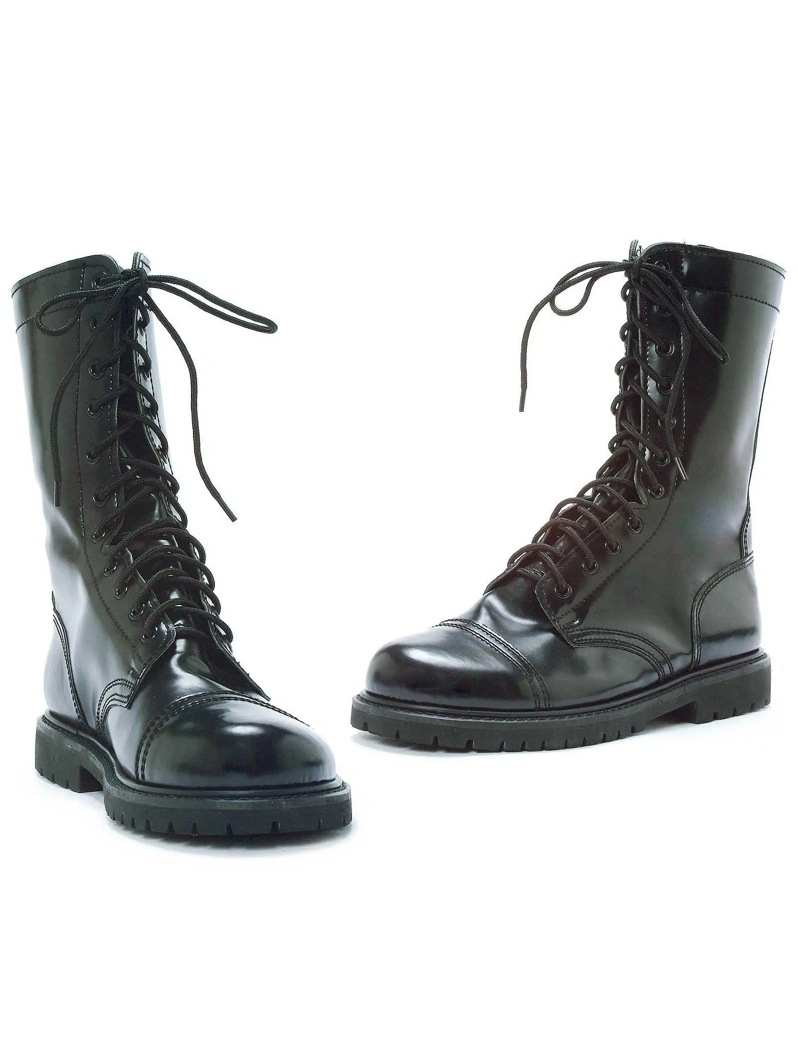 Ellie Shoes Men's Combat Boots IS-121-Ranger 1 Shiny Black, Size Large, Durable Design Ellie Shoes