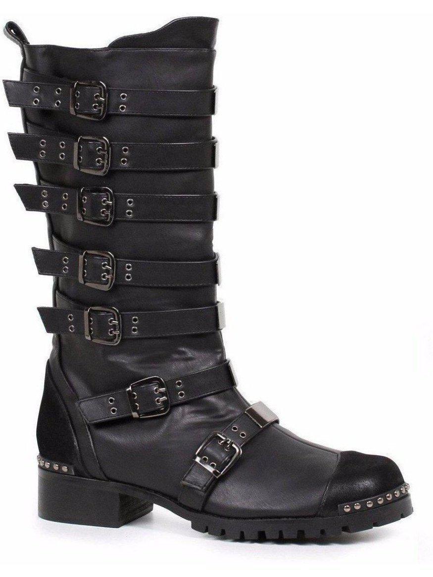 Botas hasta la rodilla Ellie Shoes 158-Punk de 1.5 cm para hombre con detalles decorativos en marrón y negro.