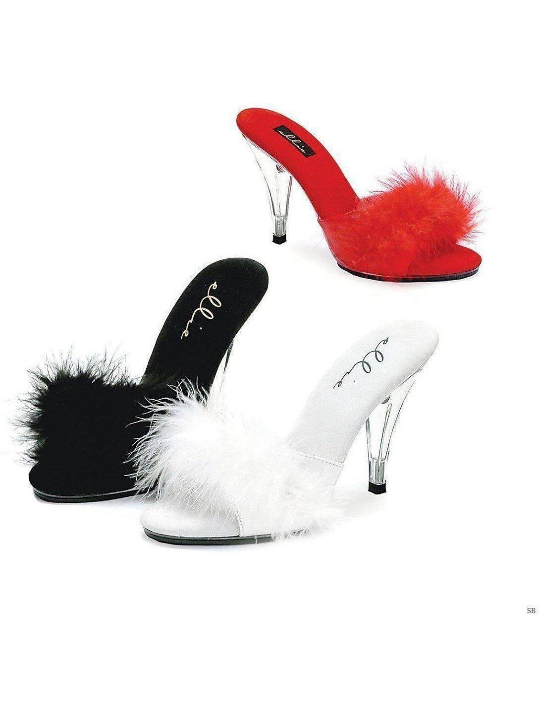 Ellie Shoes 405-Sasha 3" Heel Womens Maribou Slippers in Black, Pink, Red, and White Ellie Shoes