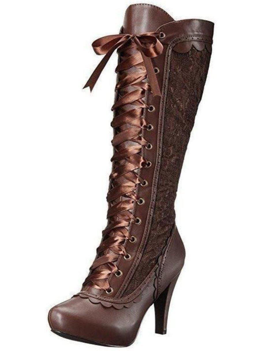 Ellie Shoes 414-MARY 4" Heel Victorian Style Boots - Elegant Black, Brown, White Options Ellie Shoes