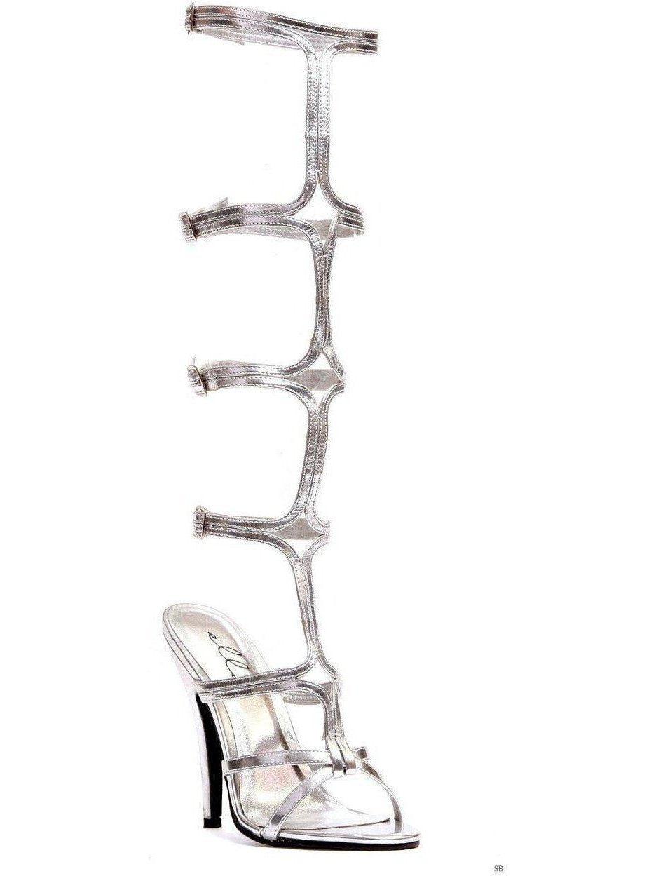 Ellie 510-Sexy Knee High Sandals - 5" Heel Strappy Design for Women in Black, Gold, Silver Ellie Shoes