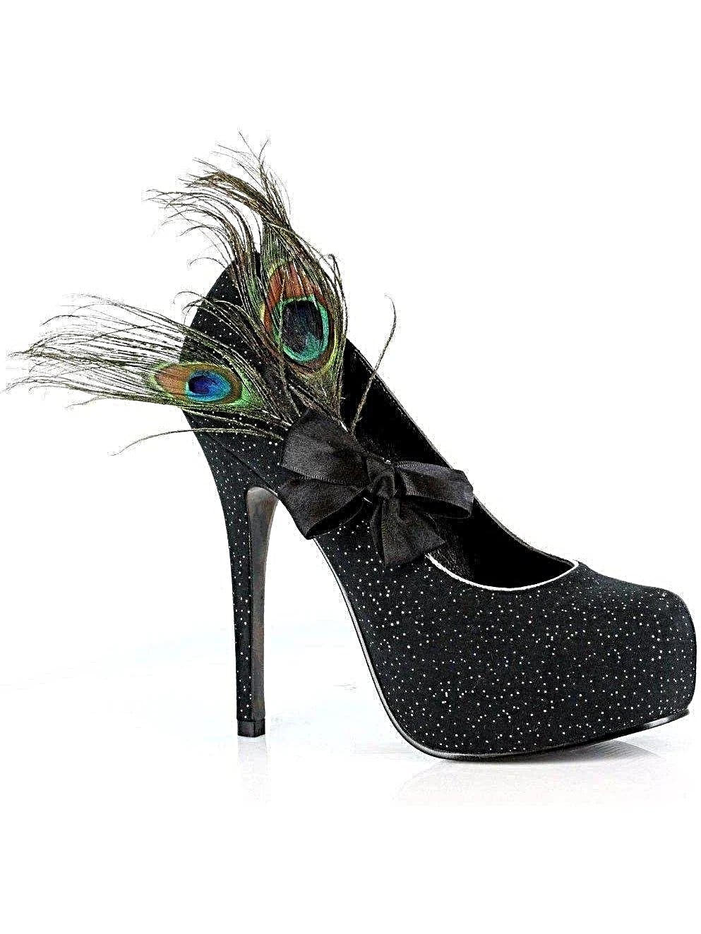 Ellie Shoes 519 Iridescence 5" Heel Sandals with Peacock Feather Detail for Women - pumps