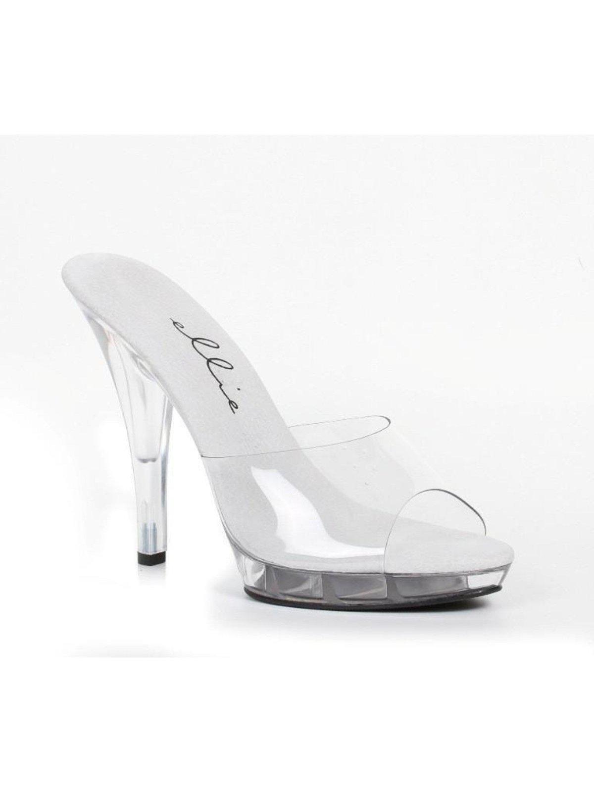 Women's Clear Dress Shoes - Ellie Shoes 521-Vanity-W 5" Heel Wide Width Sandal, Sizes 6-14 Ellie Shoes