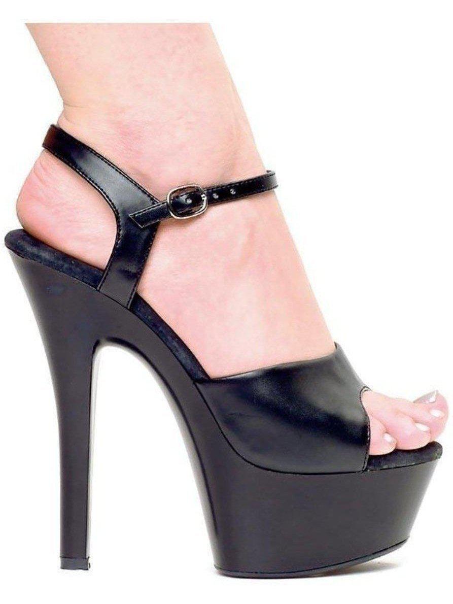 Ellie Shoes 601-Juliet-R 6" Heel Leather Heeled Sandals for Women - Black, Sizes 5-12 Ellie Shoes