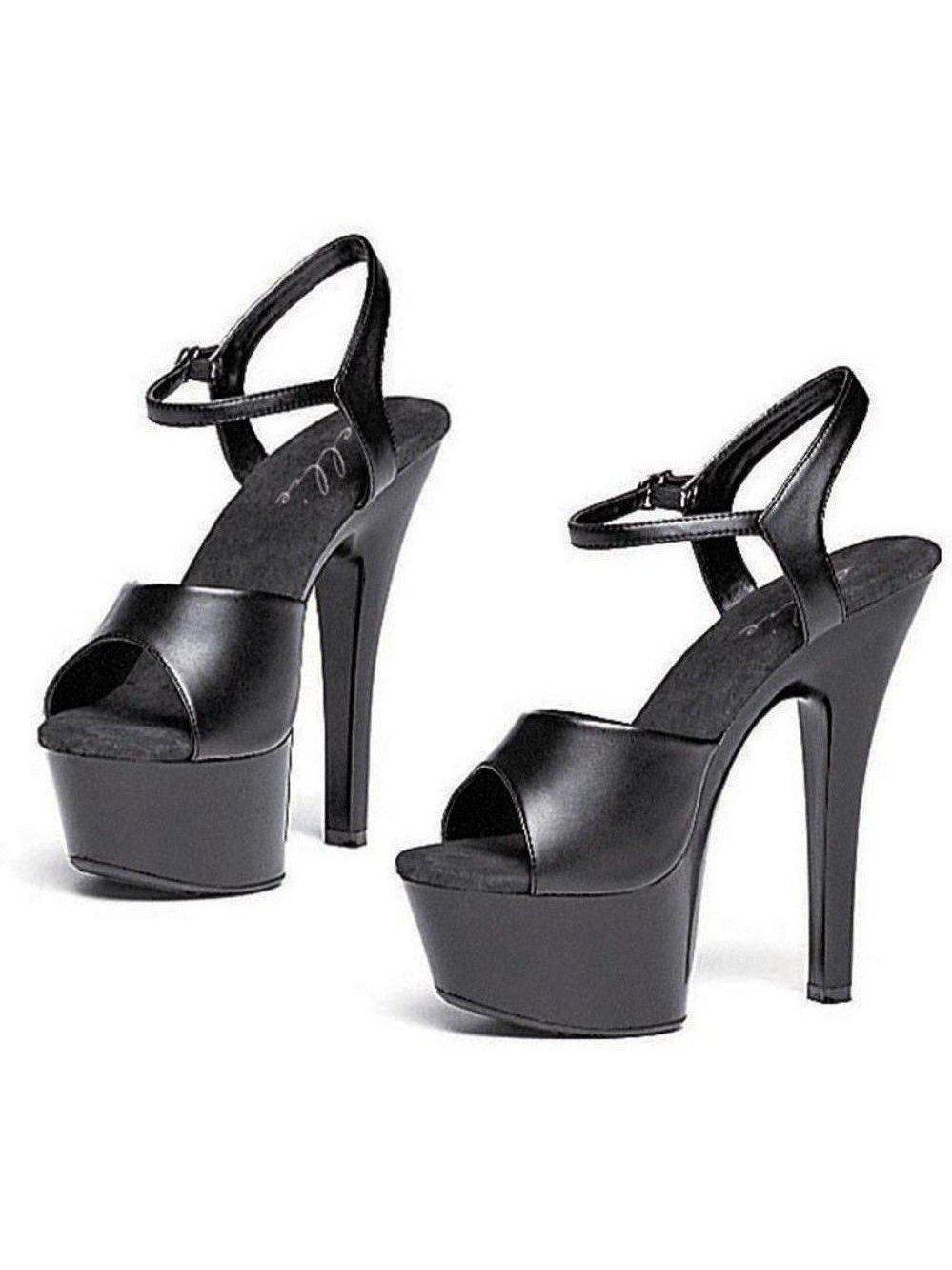 Ellie Shoes 601-Juliet-R 6" Heel Leather Heeled Sandals for Women - Black, Sizes 5-12 Ellie Shoes