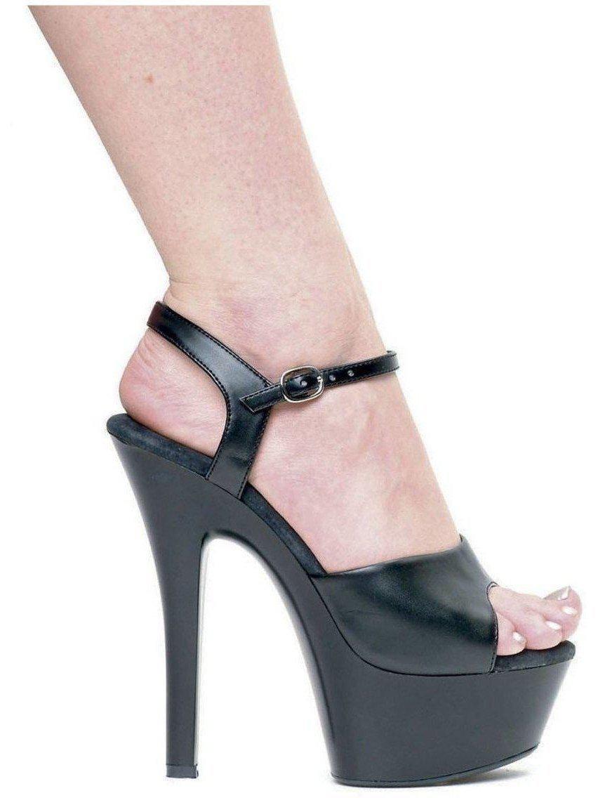 Ellie Shoes 601-Juliet-R 6-цалевыя скураныя сандалі на абцасе для жанчын - чорныя, памеры 5-12 Ellie Shoes