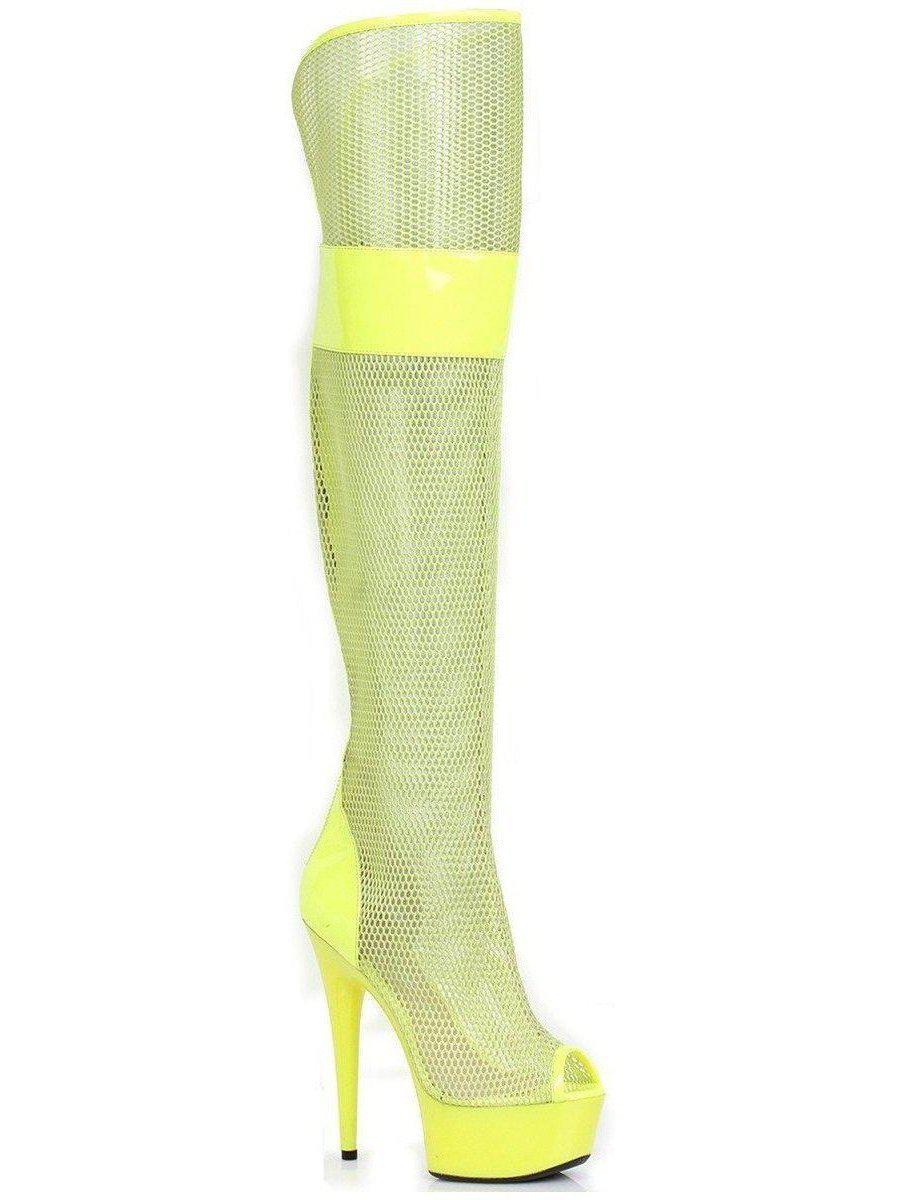 Ellie Shoes 609-Ivy 6" Peep Toe Thigh High Boots in Black, Fuchsia, Yellow, Sizes 6-12 Ellie Shoes