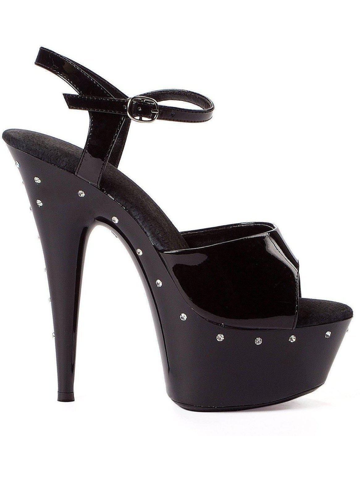 Women's 6" Ellie Shoes Sparky Rhinestone Sparkling Party Shoes, Black, Sizes 5-12 Ellie Shoes