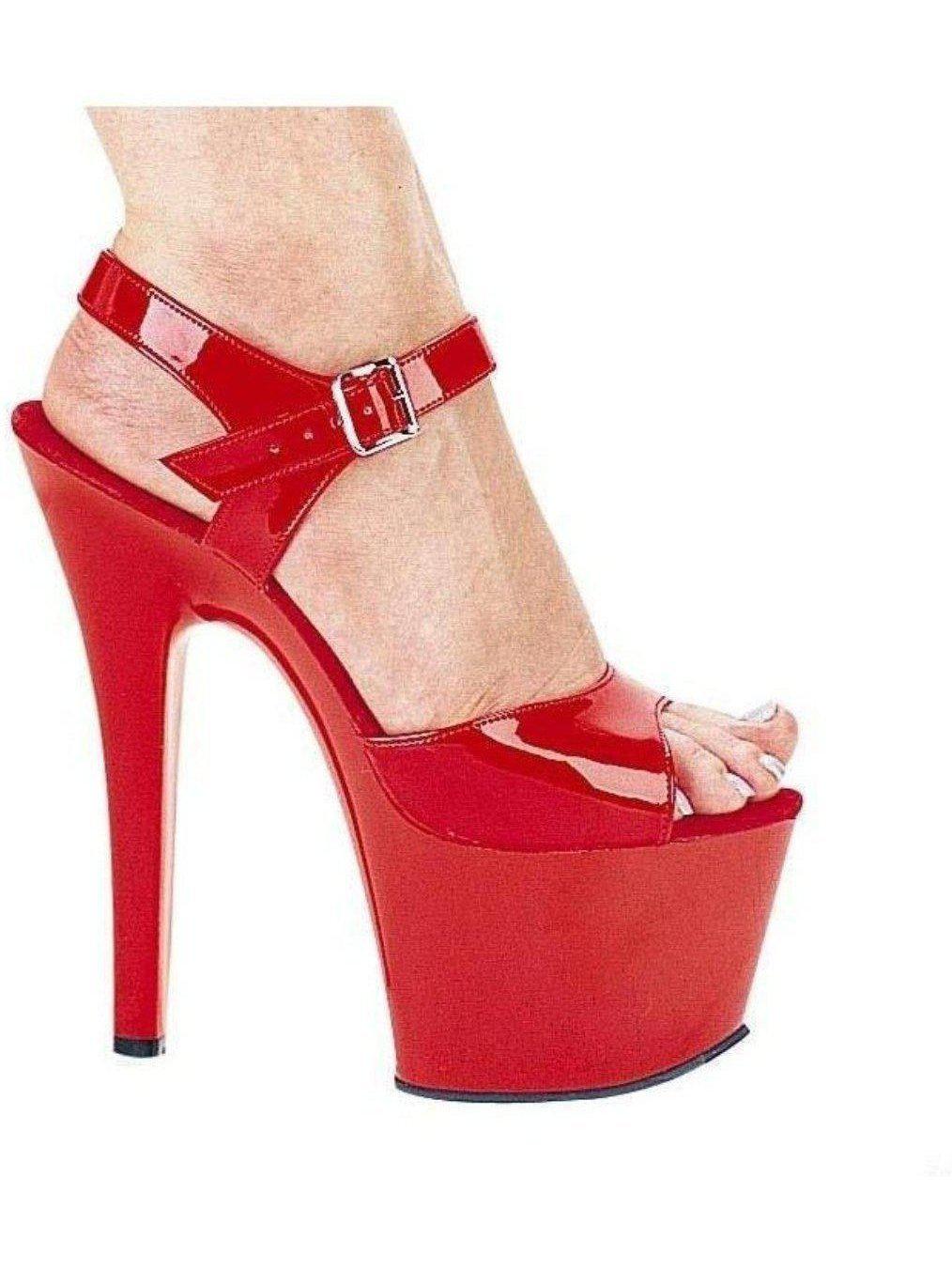 Ellie Shoes 711-Flirt 7" Heel Strappy Women’s Red Platform Sandals - Stylish & Comfortable Ellie Shoes