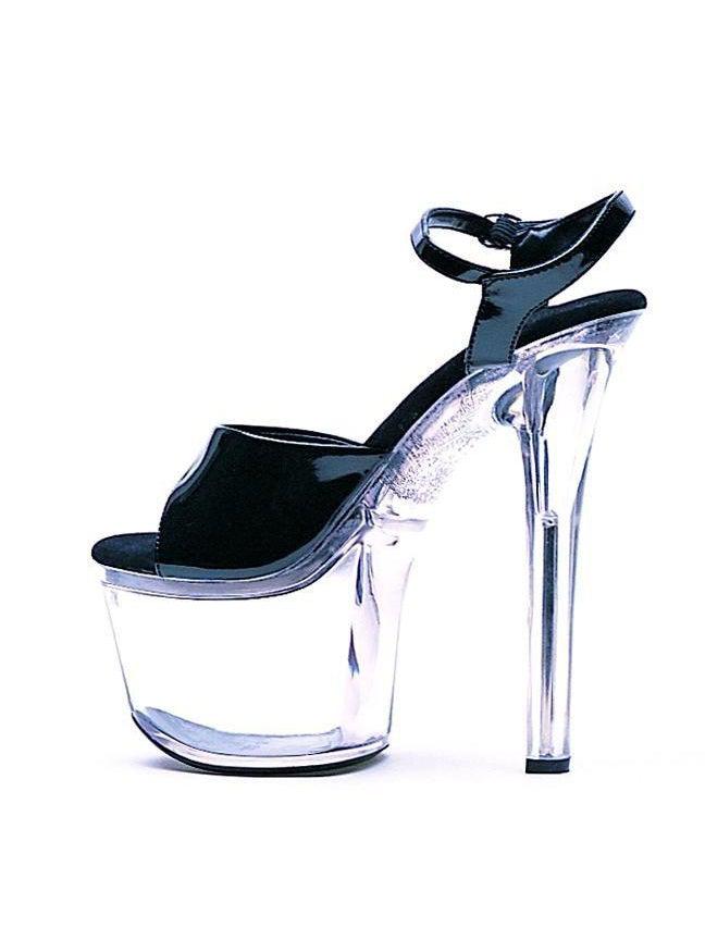 Ellie Shoes 711-Flirt-C 7" Heel Clear Bottom Black/Clear Flirt Sandals for Women Ellie Shoes