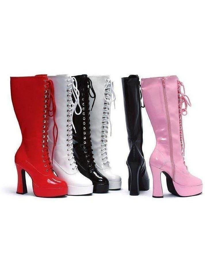 Knee High Lace Up Boots with 5 Inch Heel and Easy Walk Platform - Ellie Shoes Ellie Shoes