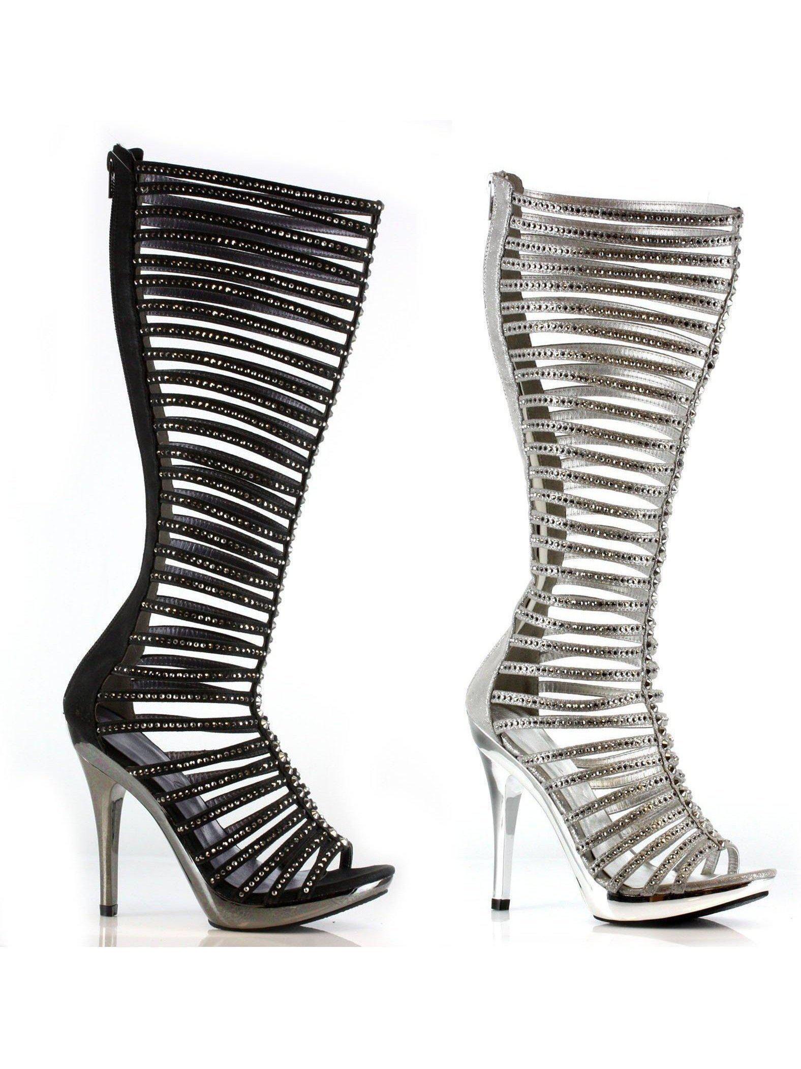 Ellie Shoes EM-Stella 5 "Heel Mid Calf Boot Straps with metalic stud Ellie Shoes