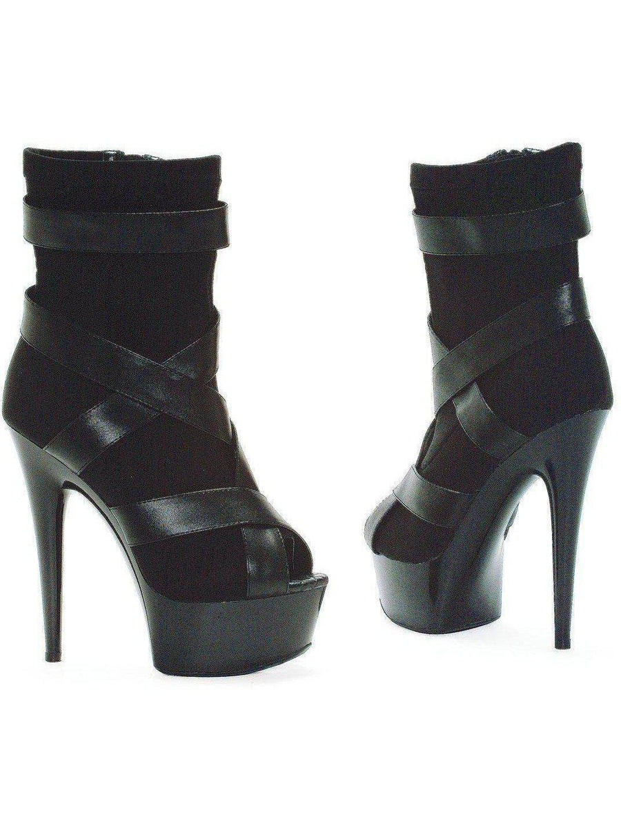 Ellie Shoes IS-E-609-Struck 6 Inch Platform Stretch Material with contrasting Straps Ellie Shoes