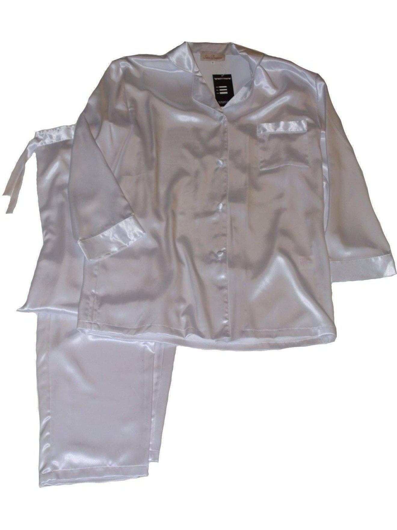 Luxury Satin Pajama Set for Women - Soft Lingerie with Drawstring Waist & Pockets in Red, White, Black Satin Boutique