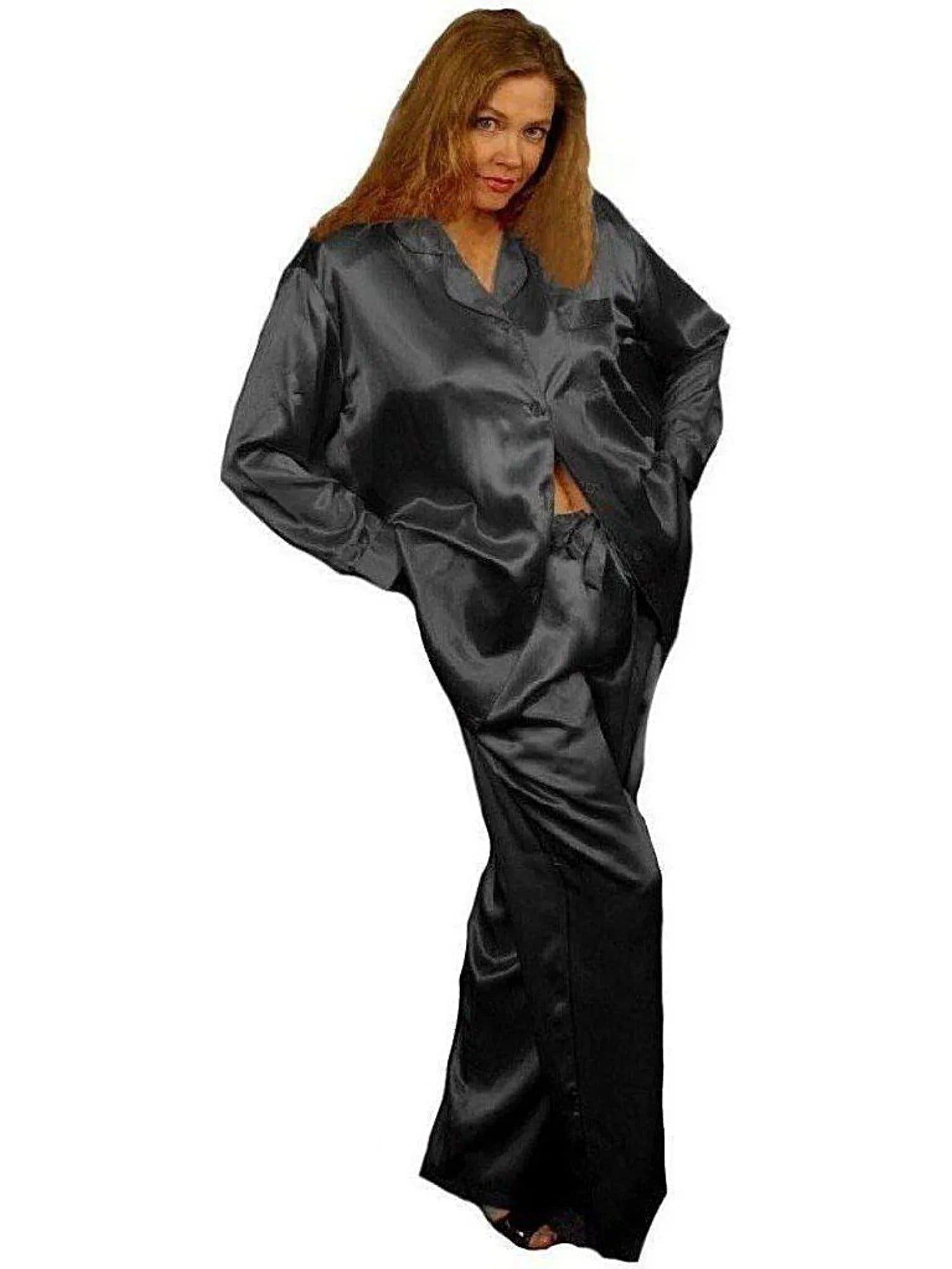 Luxury Satin Pajama Set for Women - Soft Lingerie with Drawstring Waist & Pockets in Red, White, Black Satin Boutique