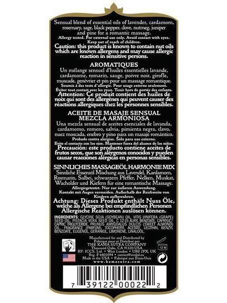 Kama Sutra Aromatic Oil - 8 oz Harmony Blend-BODY LOTIONS, Oils, Creams, Kama Sutra-Kama Sutra-8 ounces-Gold-SatinBoutique
