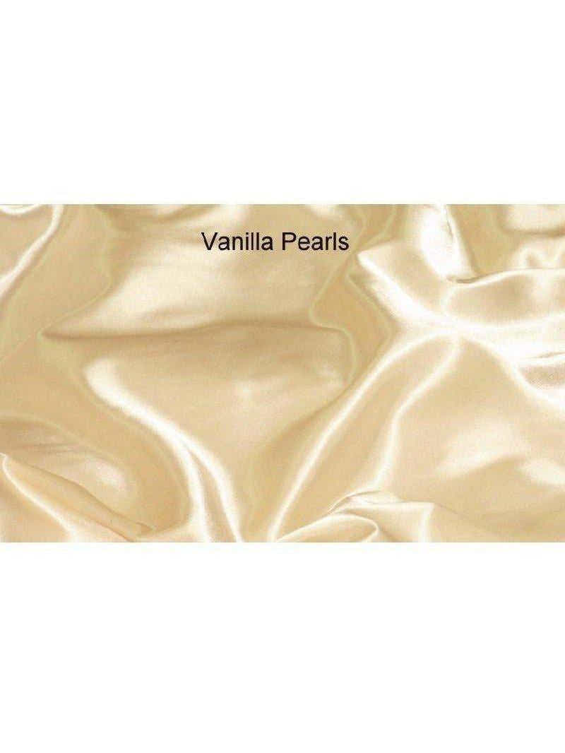 SKU2549 Flat Sheet & 2 P Cases Lingerie Satin Vanilla Pearls King Satin Boutique