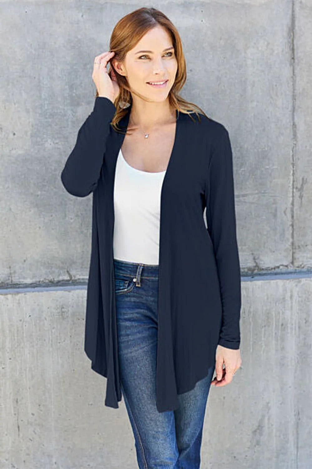 Luxury Open Front Cover Up - Basic Bae Long Sleeve Sheer Layering Essential Trendsi