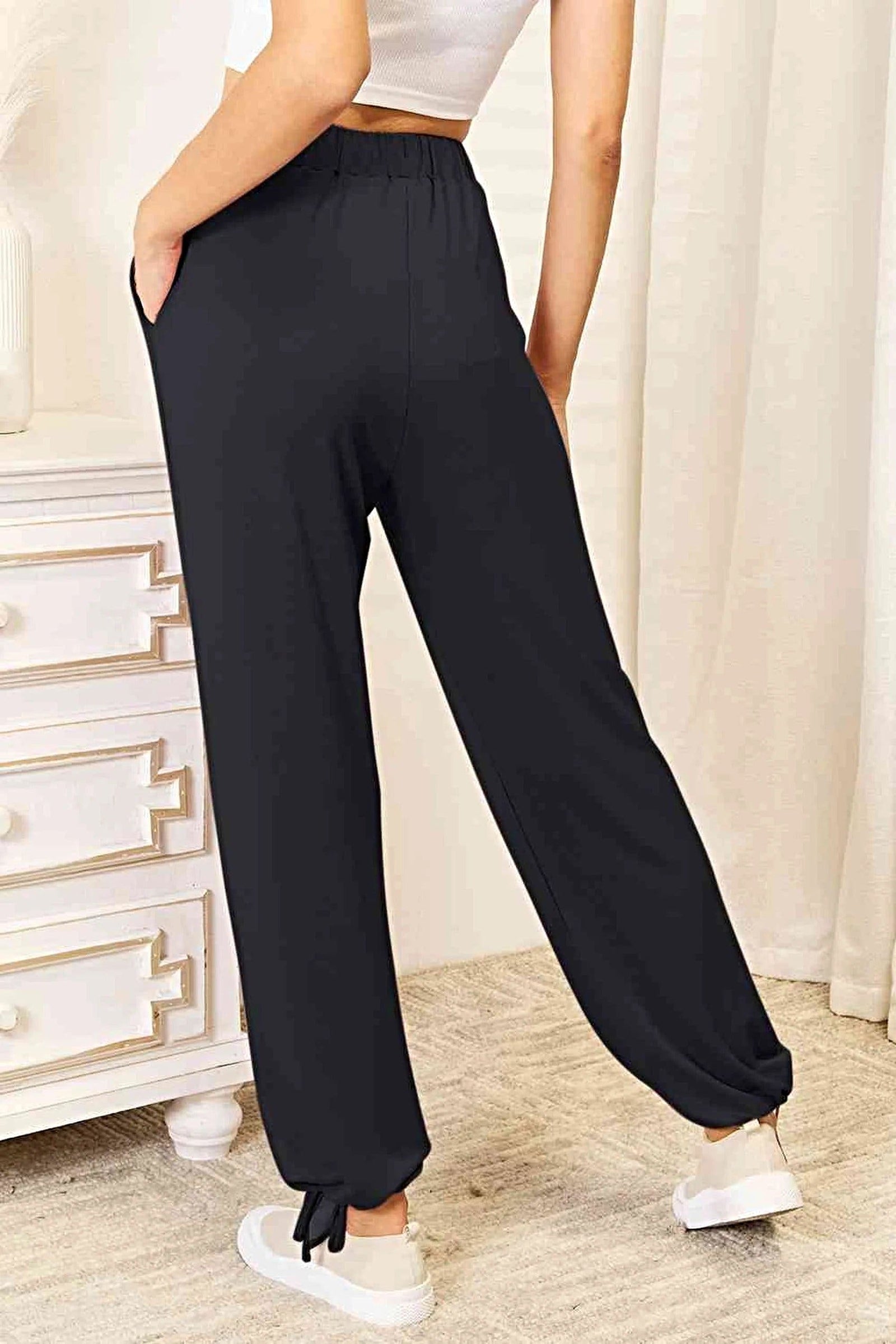 Luxury Full Size Drawstring Waist Pants with Pockets - Soft Opaque Rayon Blend Trendsi