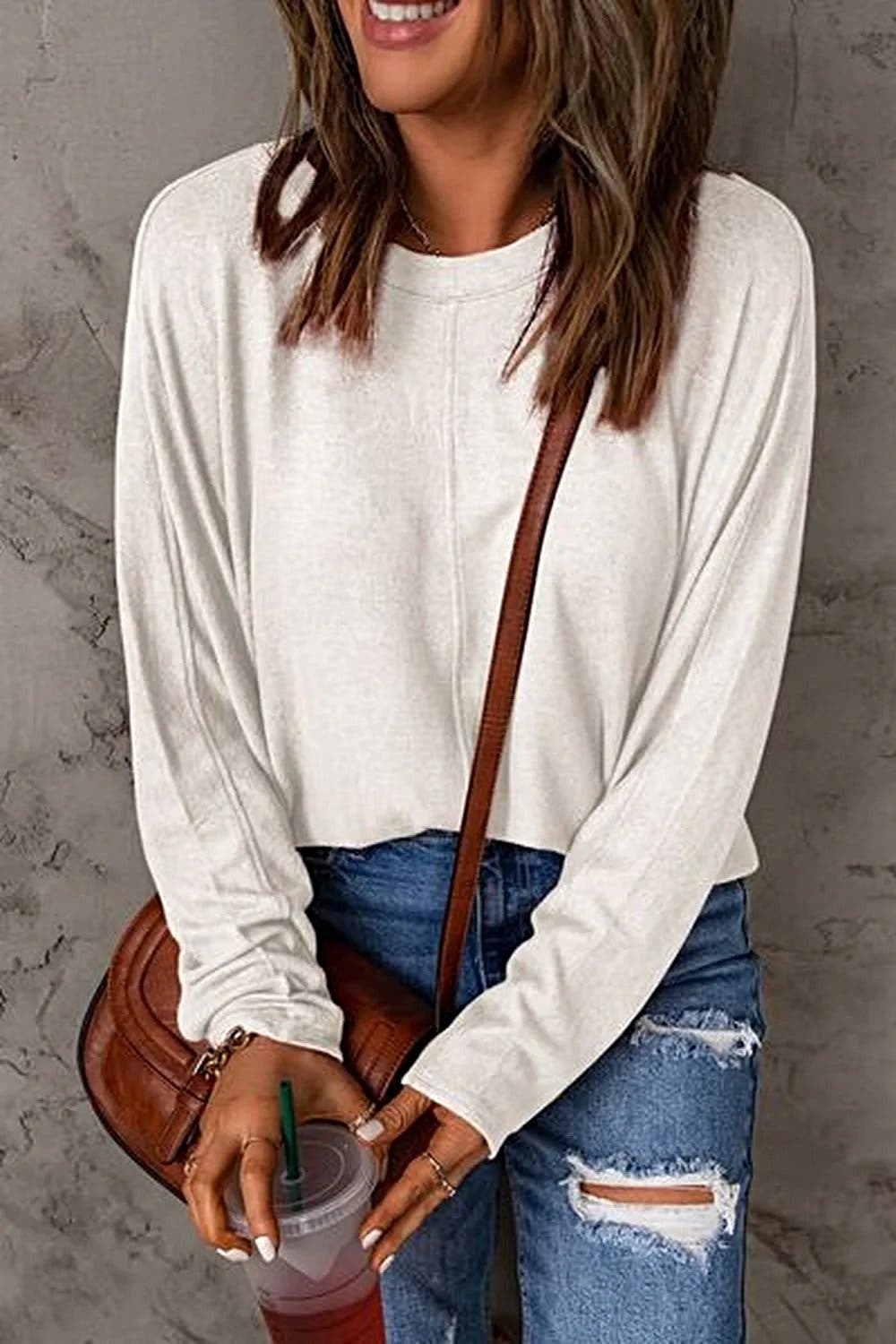 Elegant Basic Round Neck Shirt - Full Size Long Sleeve T-Shirt for Effortless Style Trendsi