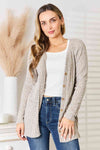 Double Take Ribbed Button-Up Cardigan with Pockets-Trendsi-SatinBoutique