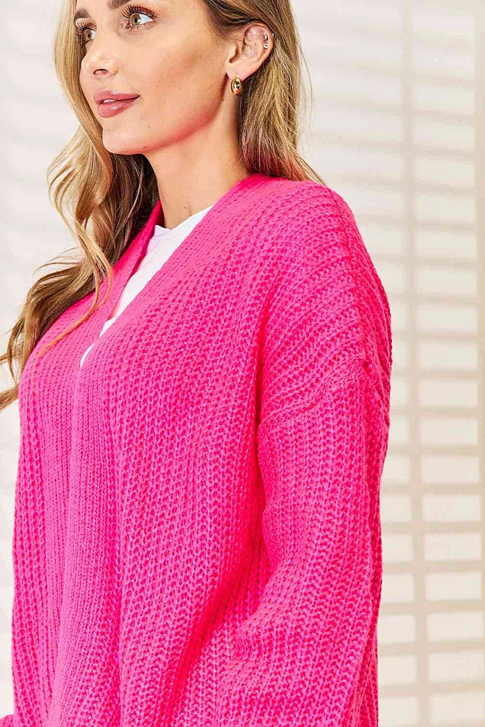 Luxury Rib-Knit Cardigan with Open Front and Drop Shoulder Design for Effortless Layering Trendsi