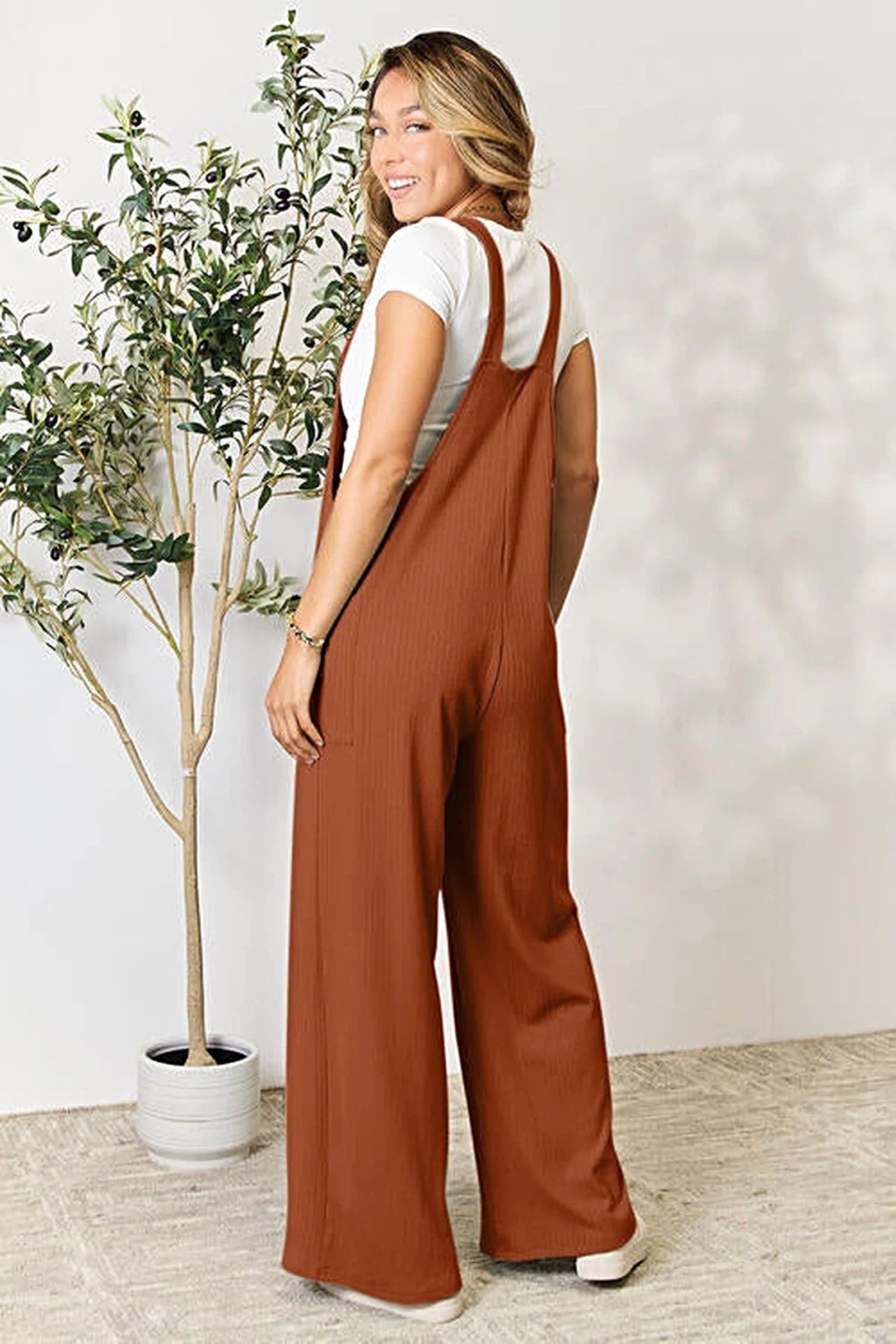 Luxury Double Take Full Size Overall With Pockets – Opaque Comfort Fit, Multi-Sizes Available Trendsi